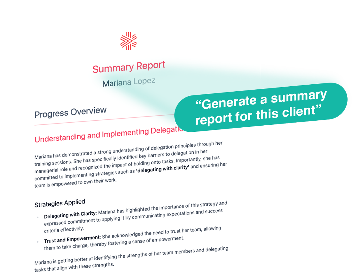 An example summary report for a client